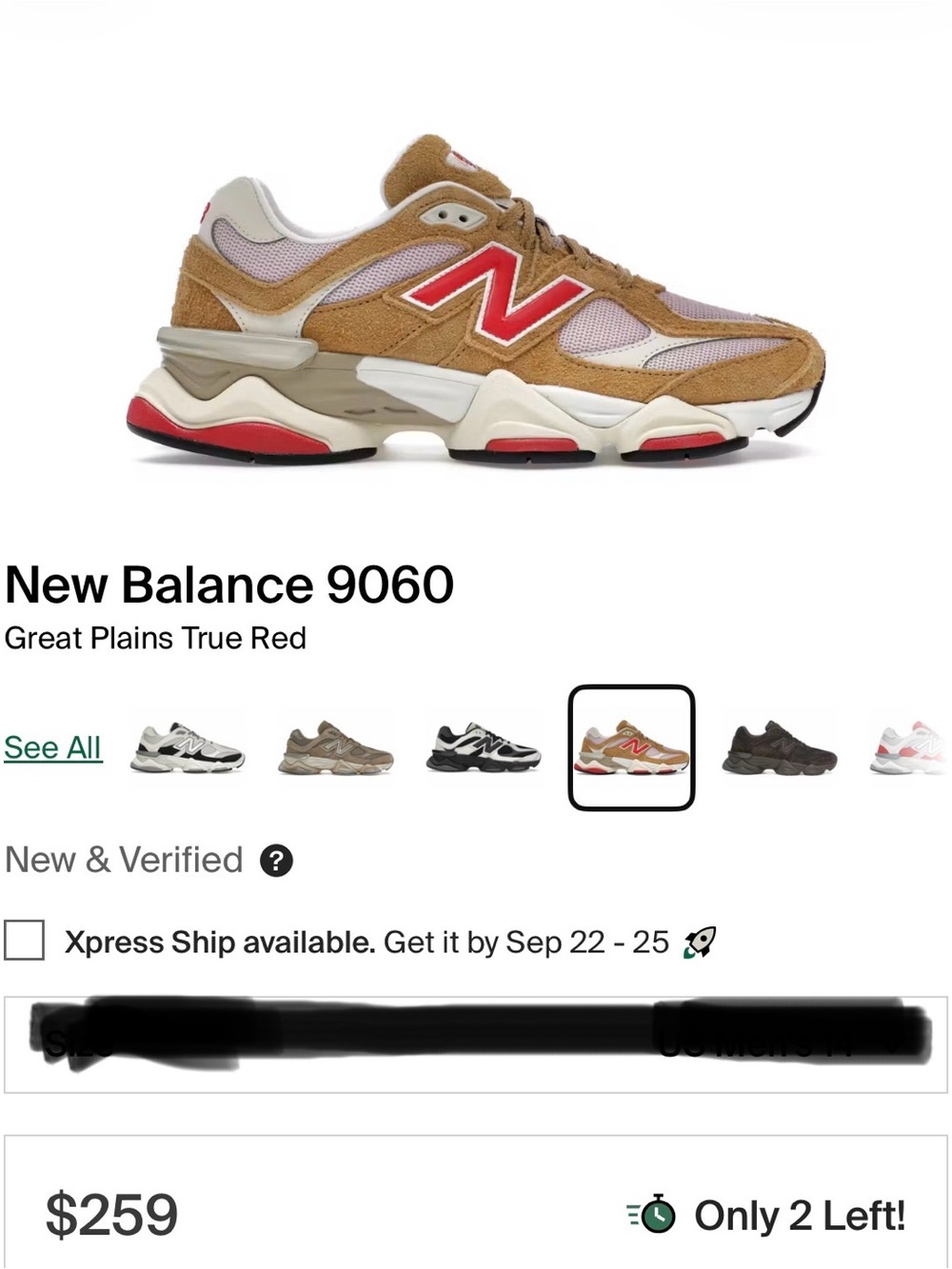 New Balance 9060 Great Plains/True Red/ pink mesh Casual Sneakers with box